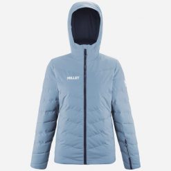 Kurtka RUBY MOUNTAIN dla kobiet - Niebieska. Niebieskie kurtki sportowe damskie Millet, na zimę, m, bez wzorów, z materiału, bez ramiączek, bez kaptura, narciarskie. Za 1,455.50 zł.