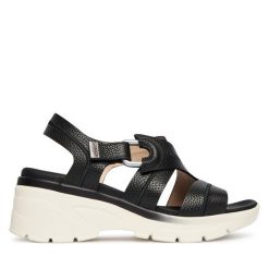 Sandały Hispanitas. Czarne sandały damskie Hispanitas, bez wzorów, bez obcasa, na płaskiej podeszwie, bez zapięcia. Za 609.99 zł.