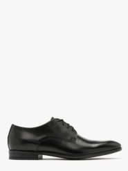Czarne półbuty wizytowe. Czarne buty wizytowe męskie Ryłko, bez wzorów, ze skóry, bez obcasa, bez zapięcia. Za 449.99 zł.