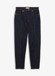 Dżinsy Mom, high waist, ze stretchem. Niebieskie jeansy damskie bonprix, bez wzorów, z jeansu, z podwyższonym stanem. Za 137.99 zł.