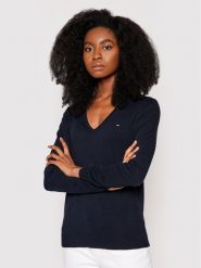 Tommy Hilfiger Sweter Heritage WW0WW25294 Granatowy Regular Fit. Niebieskie swetry nierozpinane damskie Tommy Hilfiger, xxs, bez wzorów, z syntetyku, bez kołnierzyka, bez ramiączek. Za 249.99 zł.