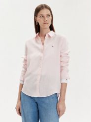 Tommy Hilfiger Koszula WW0WW42037 Różowy Relaxed Fit. Czerwone koszule damskie Tommy Hilfiger, bez wzorów, ze lnu, bez kołnierzyka, bez ramiączek. Za 299.99 zł.