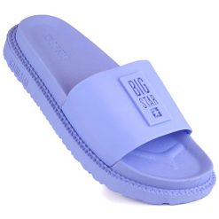 Klapki damskie na platformie niebieskie Big Star LL274431. Niebieskie klapki damskie BIG STAR, bez wzorów, z materiału, retro, bez obcasa, na platformie, bez zapięcia. Za 119.99 zł.
