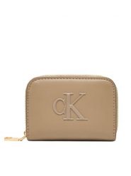 Calvin Klein Portfel Bold Ck Medium Zip Around LV04F1154G Beżowy. Brązowe portfele damskie Calvin Klein, ze skóry. Za 209.99 zł.