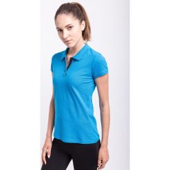 Koszulka polo damska TSD051AZ - NIEBIESKI JASNY. Niebieskie koszulki sportowe damskie 4F, bez wzorów, z bawełny, bez ramiączek. W wyprzedaży za 29.99 zł.