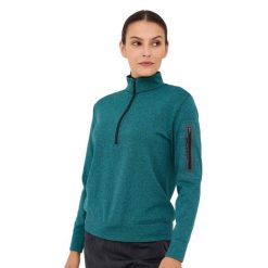 Bluza damska wełniana rozpinana Brubeck OUTDOOR MERINO. Zielone bluzy damskie Brubeck, xl, bez wzorów, z elastanu, eleganckie, bez ramiączek, bez kaptura. Za 299.00 zł.