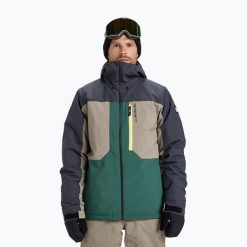Kurtka snowboardowa męska Quiksilver Dawson. Zielone kurtki męskie Quiksilver, na zimę, m, bez wzorów, z materiału, sportowe, bez kaptura. Za 858.75 zł.