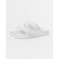 Klapki Birkenstock Arizona Biały Dorosłych. Białe klapki męskie Birkenstock, bez wzorów, z materiału, bez zapięcia. Za 189.00 zł.