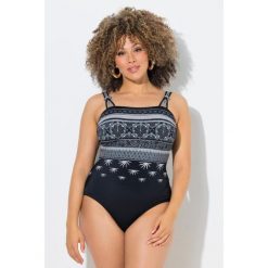 Damskie Strój kąpielowy wzorzysty okrągły dekolt miękkie miseczki z recyklingu. Czarne stroje kąpielowe damskie Ulla Popken, plus size, bez wzorów, z elastanu. Za 239.99 zł.