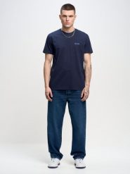 Koszulka męska z nadrukiem granatowa Tatisar 403. Niebieskie t-shirty męskie BIG STAR, l, bez wzorów, z bawełny, bez kołnierzyka, bez ramiączek. Za 99.99 zł.