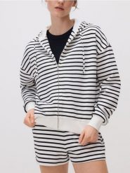 Rozpinana bluza z kapturem - wielobarwny. Bluzy damskie Reserved, l, bez wzorów, z bawełny, bez ramiączek, z kapturem. W wyprzedaży za 49.99 zł.