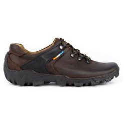 Olivier Skórzane buty trekkingowe męskie 214GT brązowe. Brązowe trekkingi męskie ze skóry, bez zapięcia. Za 319.69 zł.