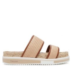 Klapki Pollini. Brązowe klapki damskie Pollini, bez wzorów, bez obcasa, bez zapięcia. Za 801.99 zł.