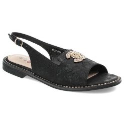 Czarne Sandały S.Barski Eleganckie Obuwie Damskie. Czarne sandały damskie S.BARSKI, bez wzorów, ze skóry ekologicznej, bez obcasa, bez zapięcia. Za 109.00 zł.