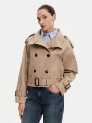 Tommy Hilfiger Trencz WW0WW43933 Beżowy Regular Fit. Brązowe płaszcze damskie Tommy Hilfiger, bez wzorów, z bawełny, bez kołnierzyka, bez kaptura. Za 719.99 zł.