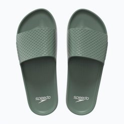 Klapki basenowe antypoślizgowe męskie Speedo Slide Entry. Zielone klapki męskie Speedo, bez wzorów, bez zapięcia. Za 82.52 zł.