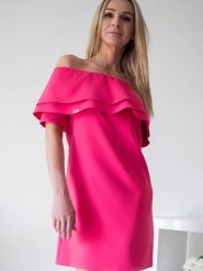 Sukienka Model Sandra Coral - Jersa. Sukienki damskie Jersa, l, bez wzorów, z elastanu, wizytowe, bez kołnierzyka, plus size, bez ramiączek, mini. Za 320.90 zł.