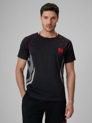 4F Koszulka piłkarska regular szybkoschnąca męska - czarna XXL. Czarne t-shirty męskie 4F, l, bez wzorów, z materiału, bez kołnierzyka, bez ramiączek. Za 129.99 zł.