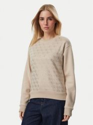 Guess Bluza W6BQ14 K6060 Beżowy Regular Fit. Brązowe bluzy damskie Guess, xl, z aplikacjami, z bawełny, bez ramiączek, bez kaptura. Za 369.99 zł.