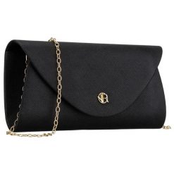 Brokatowa kopertówka damska wykonana z tkaniny syntetycznej w czarnym kolorze Rovicky R-XS029-2. Czarne torebki do ręki damskie ROVICKY, bez wzorów, z syntetyku, bez dodatków. Za 45.00 zł.