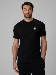 4F T-shirt regular gładki męski - czarny M. Czarne t-shirty męskie 4F, m, bez wzorów, bez kołnierzyka, bez ramiączek. Za 59.99 zł.