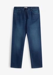 Jeansy relaxed fit z elastyczną wstawką w pasie, straight. Niebieskie jeansy męskie bonprix, z jeansu. Za 84.99 zł.
