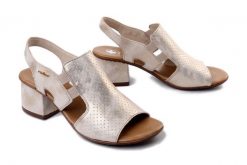 Rieker 64665-60 Beżowy, sandały damskie. Brązowe sandały damskie Rieker, bez wzorów, bez obcasa, na obcasie, bez zapięcia. Za 319.90 zł.