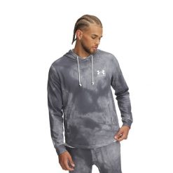 Bluza męska Under Armour Rival Terry Printed. Szare bluzy męskie Under Armour, m, bez wzorów, casualowe, bez ramiączek, bez kaptura. Za 189.99 zł.