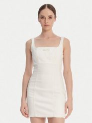 Guess Jeans Sukienka jeansowa W6GK00 D7871 Écru Regular Fit. Sukienki damskie Guess Jeans, xxl, z aplikacjami, z bawełny, bez kołnierzyka, bez ramiączek. Za 439.99 zł.