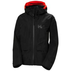 Damska kurtka narciarska Helly Hansen Emiko Shell. Czarne kurtki sportowe damskie Helly Hansen, bez wzorów, bez ramiączek, bez kaptura, narciarskie. Za 1,457.50 zł.