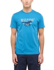 Męski T-Shirt Mustang Style Austin Sea of Belize 1016484 5444. Niebieskie t-shirty męskie Mustang, m, bez wzorów, bez kołnierzyka, bez ramiączek. Za 99.99 zł.