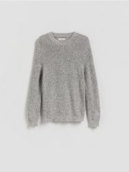 Strukturalny sweter - złamana biel. Swetry męskie Reserved, l, bez wzorów, z bawełny, bez kołnierzyka, bez ramiączek. Za 139.99 zł.