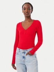 Tommy Jeans Bluzka DW0DW23259 Czerwony Slim Fit. Czerwone bluzki damskie Tommy Jeans, s, bez wzorów, z jeansu, bez kołnierzyka, bez ramiączek. Za 189.99 zł.