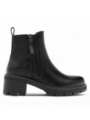 Clara Barson Botki BRIGITTE HL23202 Czarny. Czarne botki damskie Clara Barson, bez wzorów, z syntetyku, bez obcasa, na słupku, bez zapięcia. Za 159.99 zł.