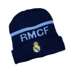 Czapka zimowa Real Madryt junior - oficjalna licencjonowana. Niebieskie czapki damskie REAL MADRID, na zimę, bez wzorów, sportowe. Za 99.00 zł.