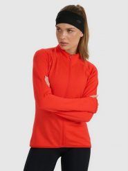 4F Bluza do biegania regular szybkoschnąca damska - czerwona M. Czerwone bluzy damskie 4F, m, bez wzorów, z materiału, sportowe, bez ramiączek, bez kaptura. Za 199.99 zł.