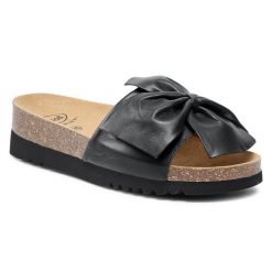 Klapki Scholl. Czarne klapki damskie Scholl, bez wzorów, bez obcasa, bez zapięcia. Za 239.99 zł.