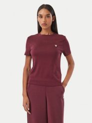 Guess T-Shirt V6RI17 KD741 Bordowy Regular Fit. Czerwone t-shirty damskie Guess, xs, z aplikacjami, z bawełny, bez kołnierzyka, bez ramiączek. Za 174.99 zł.