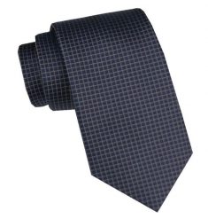 Elegancki i Modny Krawat Jedwabny - Alties - Granatowy w Drobną Kratkę. Niebieskie krawaty i muchy Alties, bez wzorów, z jedwabiu, eleganckie. Za 115.00 zł.