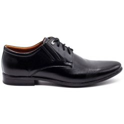 Olivier Buty wizytowe 481 czarne. Czarne buty wizytowe męskie bez wzorów, z jeansu, bez obcasa, bez zapięcia. Za 367.89 zł.