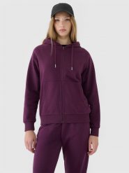 4F Bluza dresowa rozpinana z kapturem damska - fioletowa XS. Fioletowe bluzy damskie 4F, xs, bez wzorów, z bawełny, sportowe, bez ramiączek, z kapturem. W wyprzedaży za 149.99 zł.