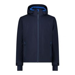Kurtka narciarska z materiału serżowego CMP. Niebieskie kurtki sportowe męskie CMP, xl, bez wzorów, z lycry, z kapturem, narciarskie. Za 349.99 zł.