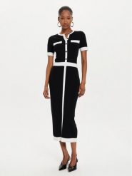 KARL LAGERFELD Sukienka dzianinowa 245W1331 Czarny Slim Fit. Czarne sukienki damskie KARL LAGERFELD, xs, bez wzorów, z dzianiny, bez kołnierzyka, bez ramiączek. Za 759.99 zł.