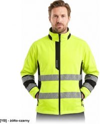 Reis Kurtka męska ochronna stójka wysoka widoczność pasy odblaskowe trójwarstwowy softshell chroni przed deszczem wiatrem fluorescyjny żółto-czarny XL. Brązowe kurtki męskie Reis, m, bez wzorów, z softshellu, bez kaptura. Za 156.78 zł.