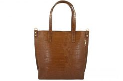 Shopperka skórzana BARBERINI'S j. brązowa 965-12. Brązowe shopperki damskie Barberinis, bez wzorów, ze skóry, duże, bez dodatków. Za 377.99 zł.
