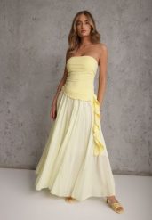 Żółta Rozkloszowana Spódnica z Bawełny w Stylu Preppy Petrra. Żółte spódnice damskie Renee, na co dzień, bez wzorów, z bawełny, maxi, dopasowane. Za 149.99 zł.