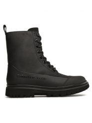 Calvin Klein Jeans Botki Chunky Combat Laceup Boot Rub YW0YW01066 Czarny. Czarne botki damskie Calvin Klein Jeans, bez wzorów, z jeansu, bez obcasa, na płaskiej podeszwie, bez zapięcia. Za 719.99 zł.