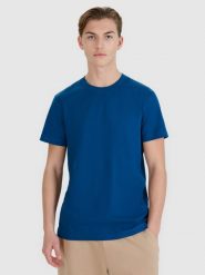 4F T-shirt regular z nadrukiem męski - turkusowy XXL. Niebieskie t-shirty męskie 4F, m, bez wzorów, z bawełny, bez kołnierzyka, bez ramiączek. W wyprzedaży za 39.99 zł.