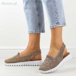 Plecione sandały, buty damskie T.Sokolski 806 Nut. Brązowe obuwie sportowe damskie Sokolski, bez wzorów, z tkaniny, bez zapięcia. W wyprzedaży za 161.10 zł.
