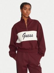 Guess Bluza V5BQ00 KCX22 Bordowy Regular Fit. Czerwone bluzy damskie Guess, xl, z aplikacjami, z syntetyku, bez ramiączek, bez kaptura. Za 339.99 zł.